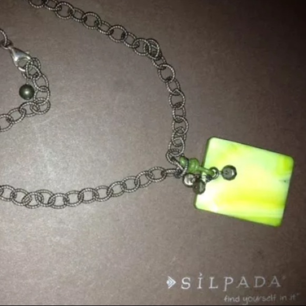 Silpada Sterling and stone necklace EUC